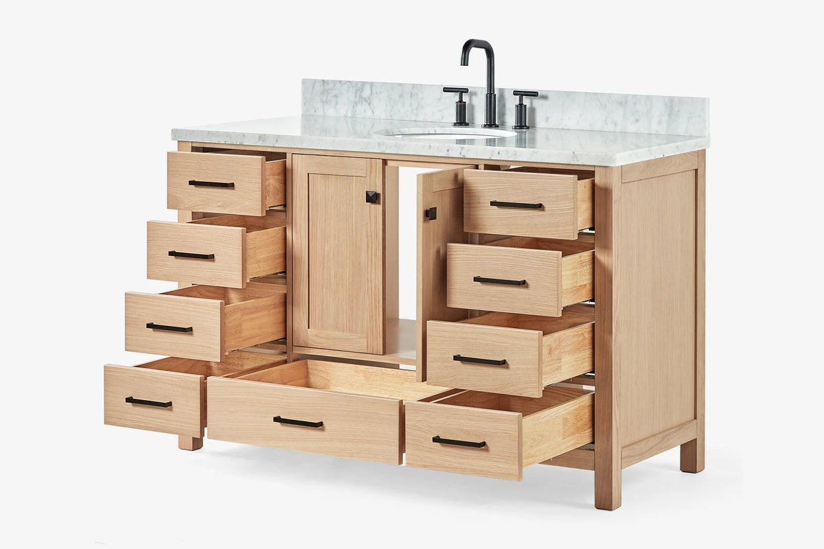 Ariel cambridge (54-55) in. single oval sink vanity with (0.75,1.5,2) in countertop