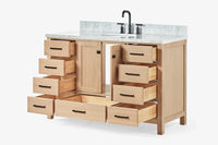 Ariel cambridge (54-55) in. single oval sink vanity with (0.75,1.5,2) in countertop