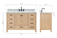Ariel cambridge (54-55) in. single oval sink vanity with (0.75,1.5,2) in countertop