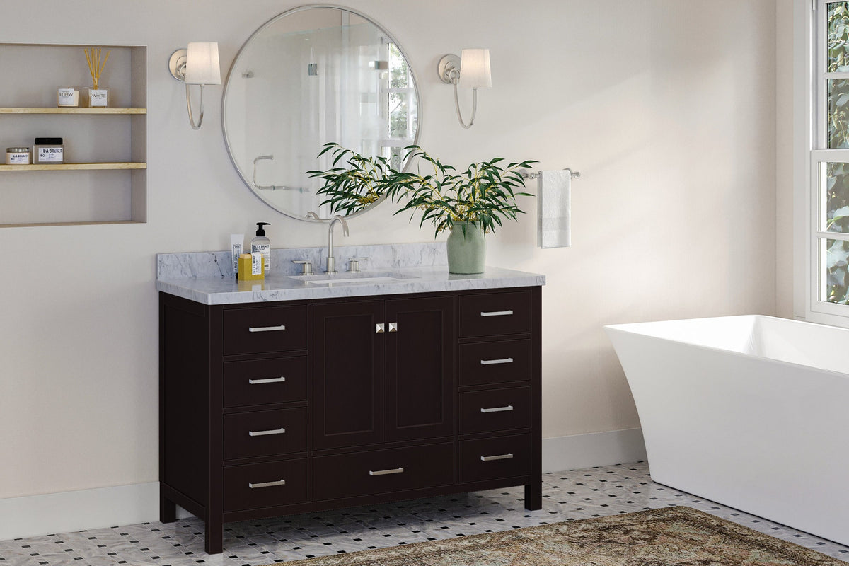 Ariel Cambridge 54-55 in. single rectangle sink vanity with (0.75, 1.5, 2)in countertops