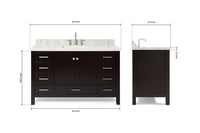 Ariel Cambridge 54-55 in. single rectangle sink vanity with (0.75, 1.5, 2)in countertops
