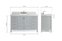 Ariel Cambridge 54-55 in. single rectangle sink vanity with (0.75, 1.5, 2)in countertops