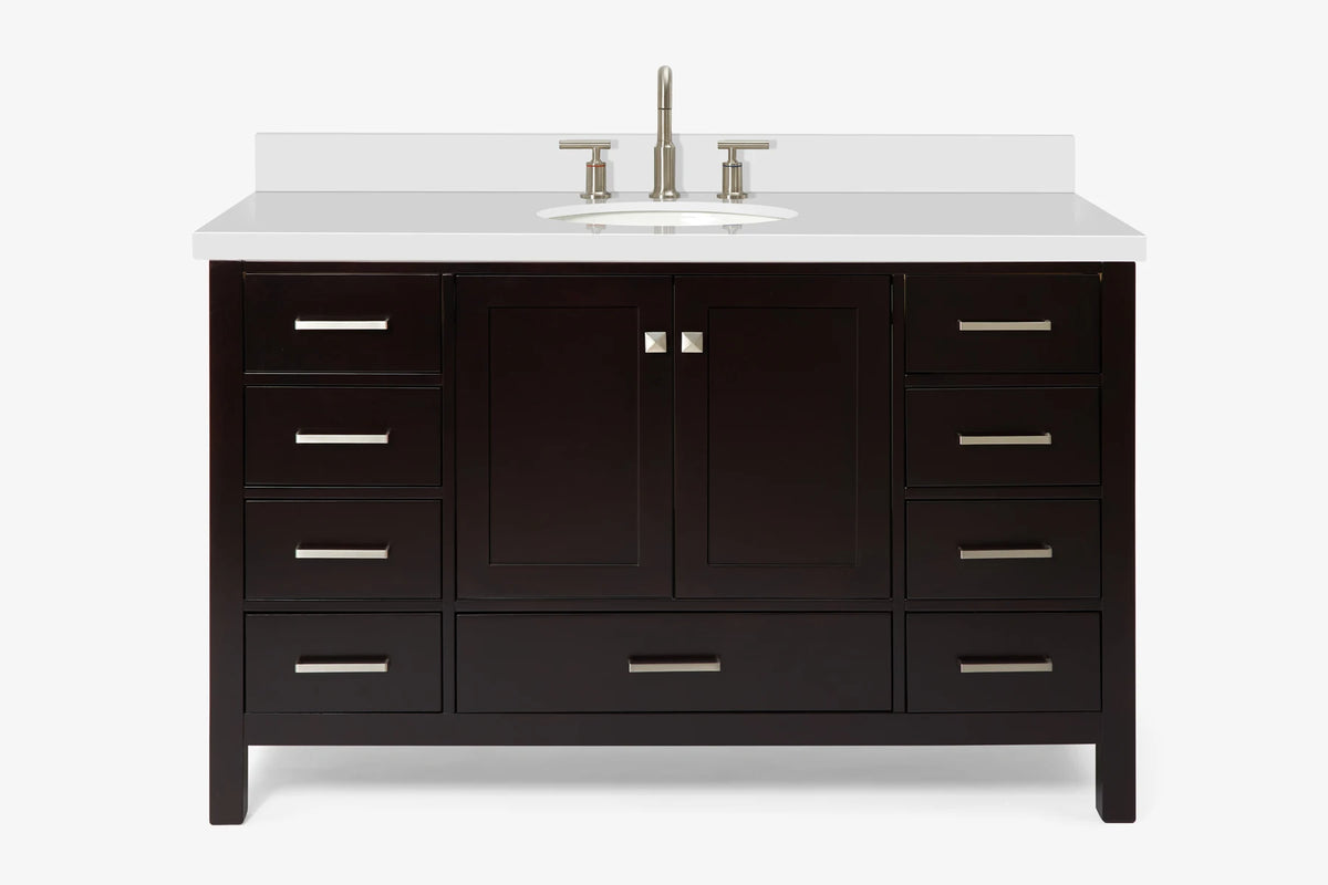 Ariel cambridge (54-55) in. single oval sink vanity with (0.75,1.5,2) in countertop