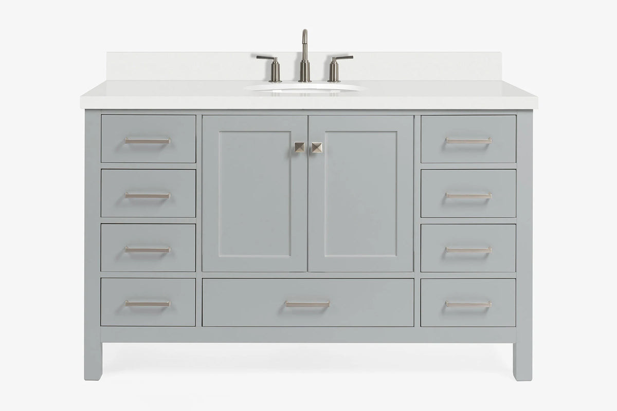 Ariel cambridge (54-55) in. single oval sink vanity with (0.75,1.5,2) in countertop