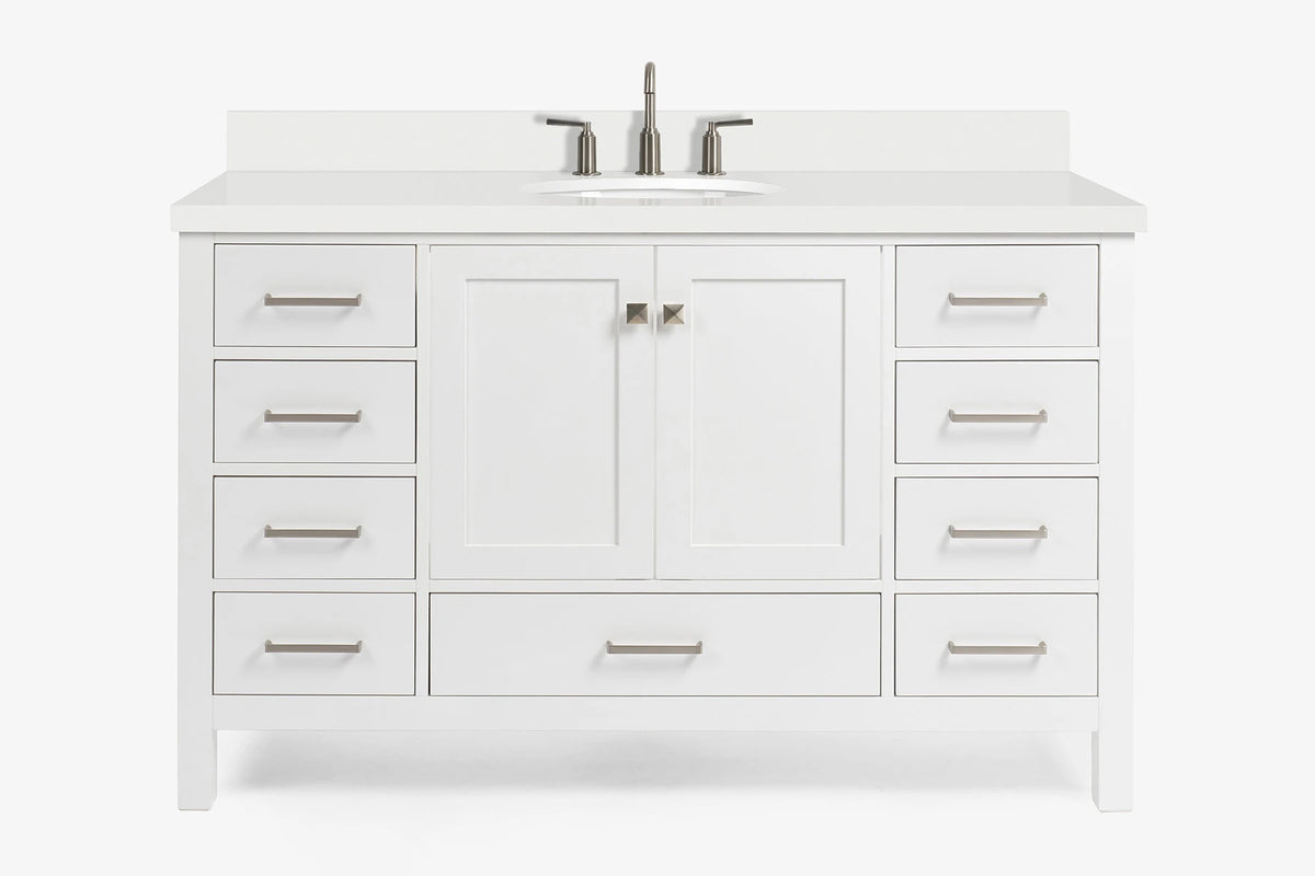 Ariel cambridge (54-55) in. single oval sink vanity with (0.75,1.5,2) in countertop