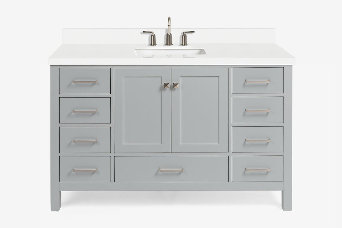 Ariel Cambridge 54-55 in. single rectangle sink vanity with (0.75, 1.5, 2)in countertops