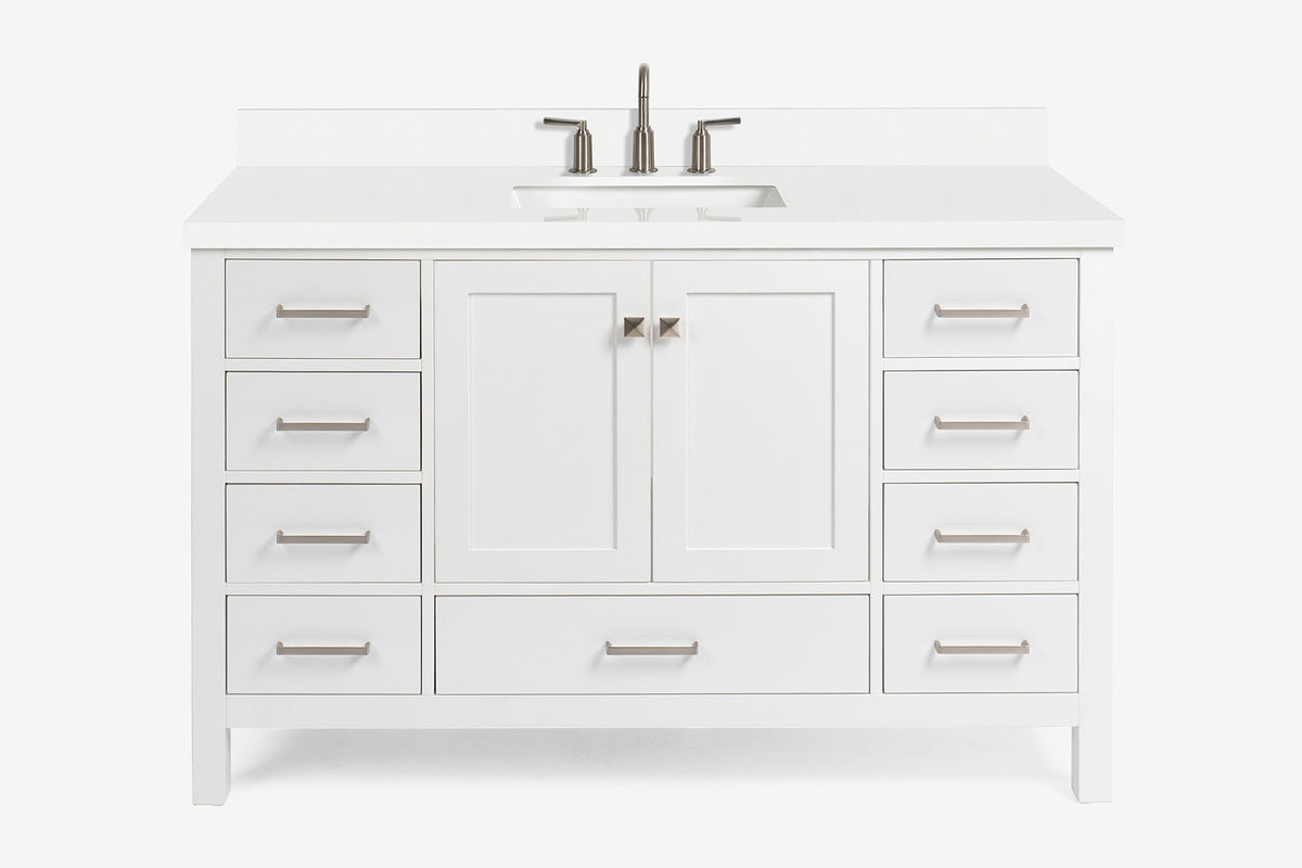 Ariel Cambridge 54-55 in. single rectangle sink vanity with (0.75, 1.5, 2)in countertops