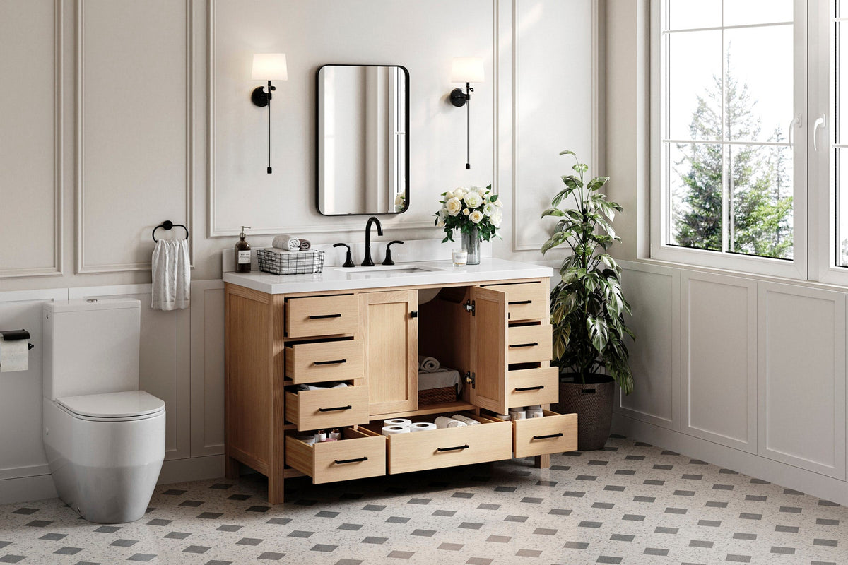Ariel Cambridge 54-55 in. single rectangle sink vanity with (0.75, 1.5, 2)in countertops
