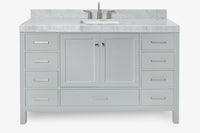 Ariel cambridge 60-61 in. single rectangle sink vanity with (0.75, 1.5, 2) in countertop