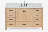 Ariel cambridge 60-61 in. single rectangle sink vanity with (0.75, 1.5, 2) in countertop