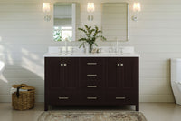 Ariel cambridge( 60 in , 61 in )  double rectangle sink vanity with Marble (0.75 in, 1.5 in, 2 in) countertop