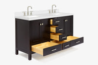 Ariel cambridge( 60 in , 61 in )  double rectangle sink vanity with Marble (0.75 in, 1.5 in, 2 in) countertop