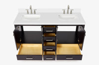 Ariel cambridge( 60 in , 61 in )  double rectangle sink vanity with Marble (0.75 in, 1.5 in, 2 in) countertop