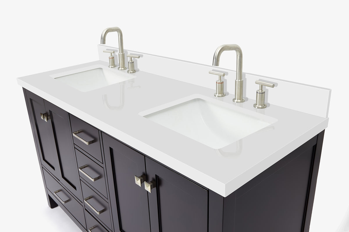 Ariel cambridge( 60 in , 61 in )  double rectangle sink vanity with Marble (0.75 in, 1.5 in, 2 in) countertop