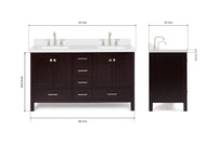 Ariel cambridge( 60 in , 61 in )  double rectangle sink vanity with Marble (0.75 in, 1.5 in, 2 in) countertop