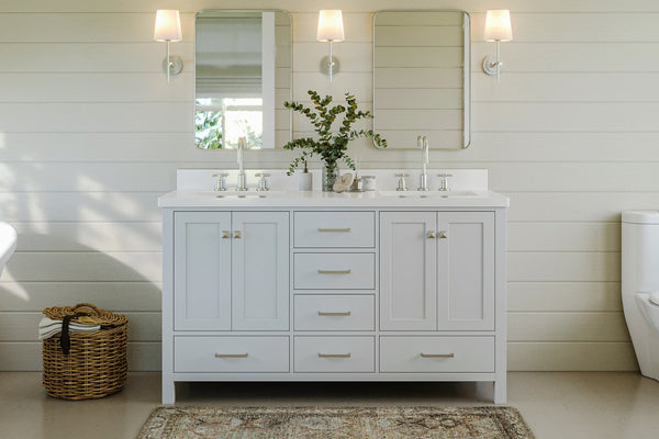 Ariel cambridge( 60 in , 61 in )  double rectangle sink vanity with Marble (0.75 in, 1.5 in, 2 in) countertop