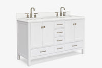 Ariel cambridge( 60 in , 61 in )  double rectangle sink vanity with Marble (0.75 in, 1.5 in, 2 in) countertop