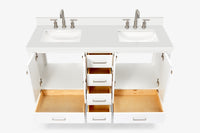Ariel cambridge( 60 in , 61 in )  double rectangle sink vanity with Marble (0.75 in, 1.5 in, 2 in) countertop