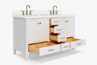 Ariel cambridge( 60 in , 61 in )  double rectangle sink vanity with Marble (0.75 in, 1.5 in, 2 in) countertop