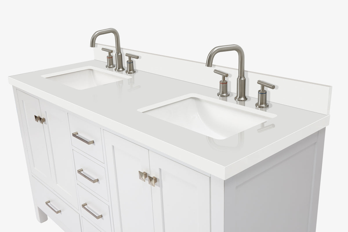 Ariel cambridge( 60 in , 61 in )  double rectangle sink vanity with Marble (0.75 in, 1.5 in, 2 in) countertop