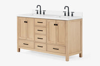 Ariel cambridge( 60 in , 61 in )  double rectangle sink vanity with Marble (0.75 in, 1.5 in, 2 in) countertop