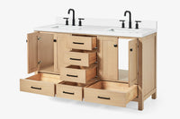 Ariel cambridge( 60 in , 61 in )  double rectangle sink vanity with Marble (0.75 in, 1.5 in, 2 in) countertop