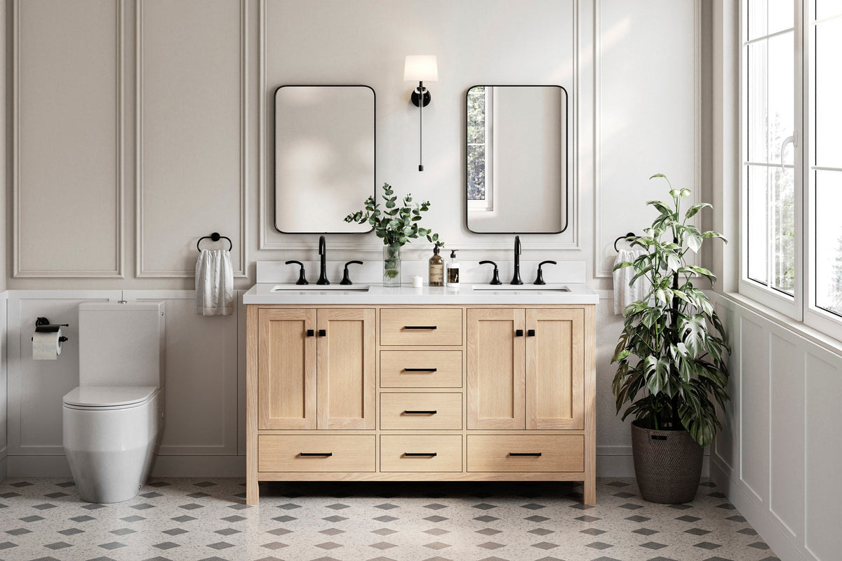 Ariel cambridge( 60 in , 61 in )  double rectangle sink vanity with Marble (0.75 in, 1.5 in, 2 in) countertop