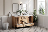Ariel cambridge( 60 in , 61 in )  double rectangle sink vanity with Marble (0.75 in, 1.5 in, 2 in) countertop