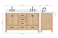 Ariel cambridge( 60 in , 61 in )  double rectangle sink vanity with Marble (0.75 in, 1.5 in, 2 in) countertop