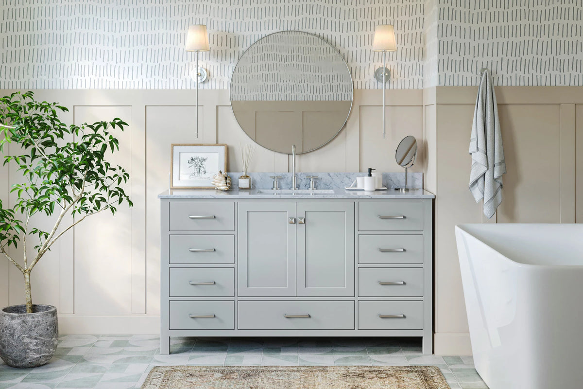 Ariel cambridge 60-61 in. single rectangle sink vanity with (0.75, 1.5, 2) in countertop