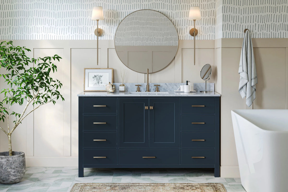 Ariel cambridge 60-61 in. single rectangle sink vanity with (0.75, 1.5, 2) in countertop