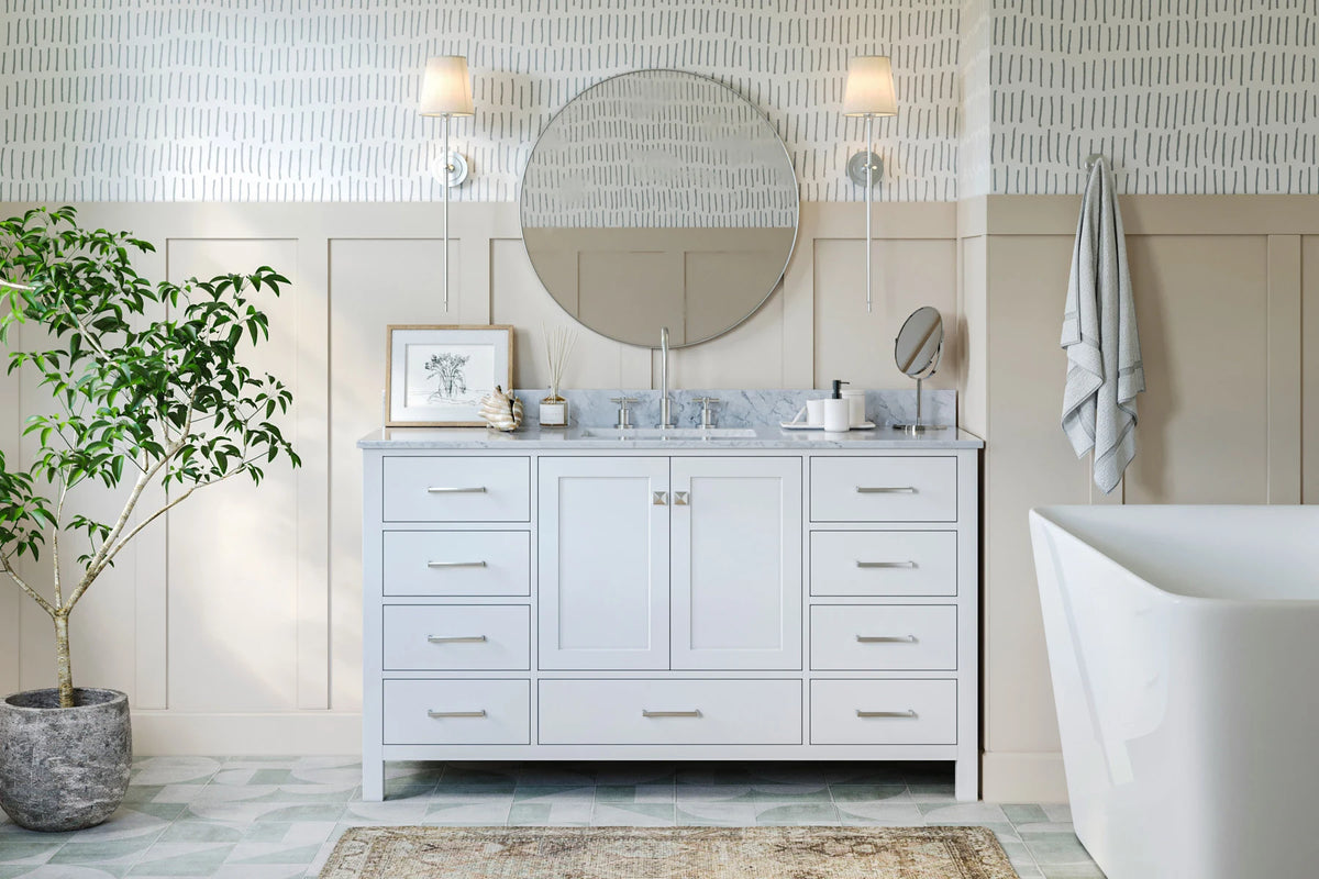 Ariel cambridge 60-61 in. single rectangle sink vanity with (0.75, 1.5, 2) in countertop