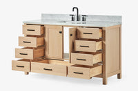 Ariel cambridge 60-61 in. single rectangle sink vanity with (0.75, 1.5, 2) in countertop