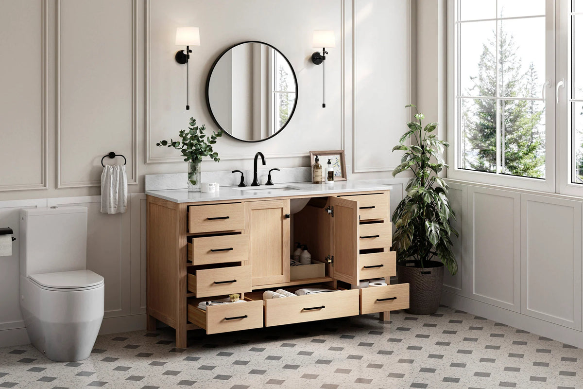 Ariel cambridge 60-61 in. single rectangle sink vanity with (0.75, 1.5, 2) in countertop