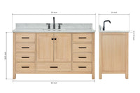Ariel cambridge 60-61 in. single rectangle sink vanity with (0.75, 1.5, 2) in countertop