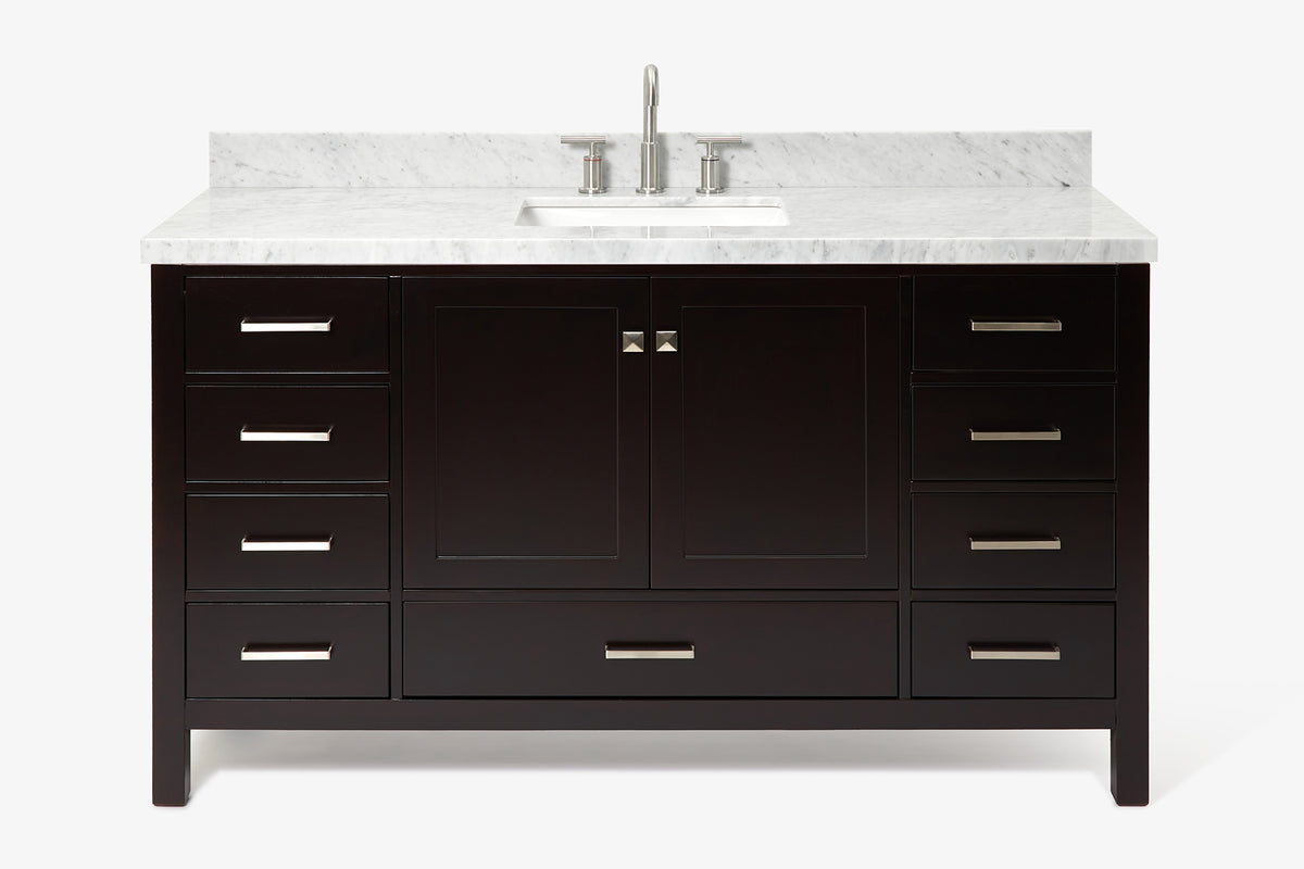 Ariel cambridge 60-61 in. single rectangle sink vanity with (0.75, 1.5, 2) in countertop