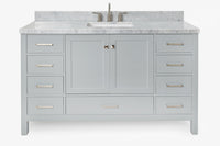 Ariel cambridge 60-61 in. single rectangle sink vanity with (0.75, 1.5, 2) in countertop