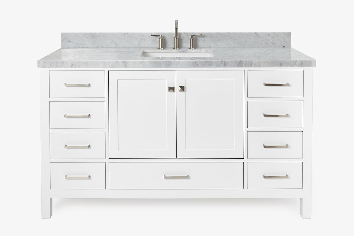 Ariel cambridge 60-61 in. single rectangle sink vanity with (0.75, 1.5, 2) in countertop