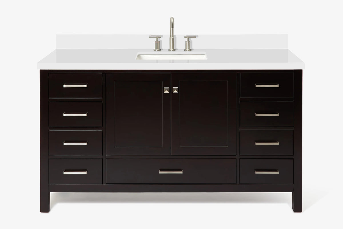 Ariel cambridge 60-61 in. single rectangle sink vanity with (0.75, 1.5, 2) in countertop