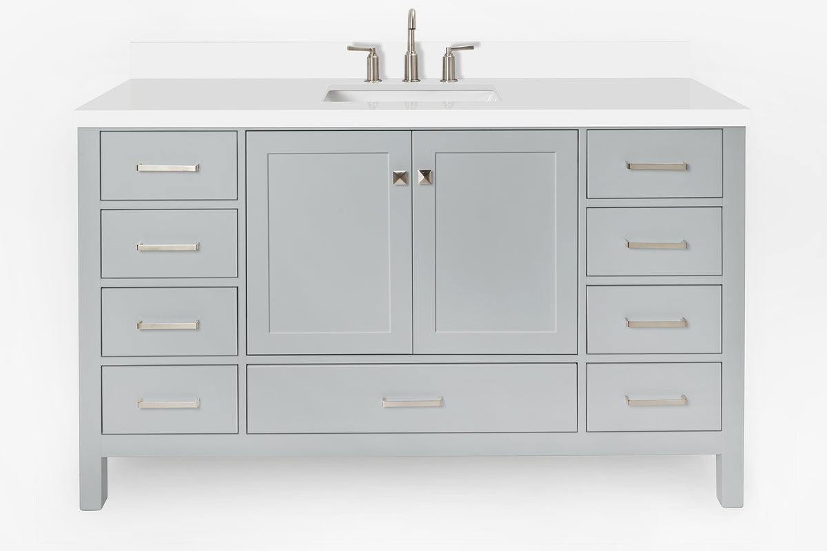 Ariel cambridge 60-61 in. single rectangle sink vanity with (0.75, 1.5, 2) in countertop