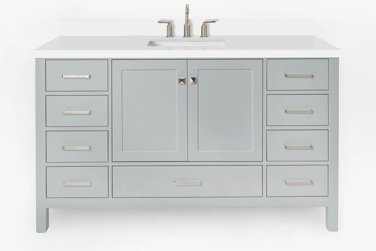 Ariel cambridge 60-61 in. single rectangle sink vanity with (0.75, 1.5, 2) in countertop