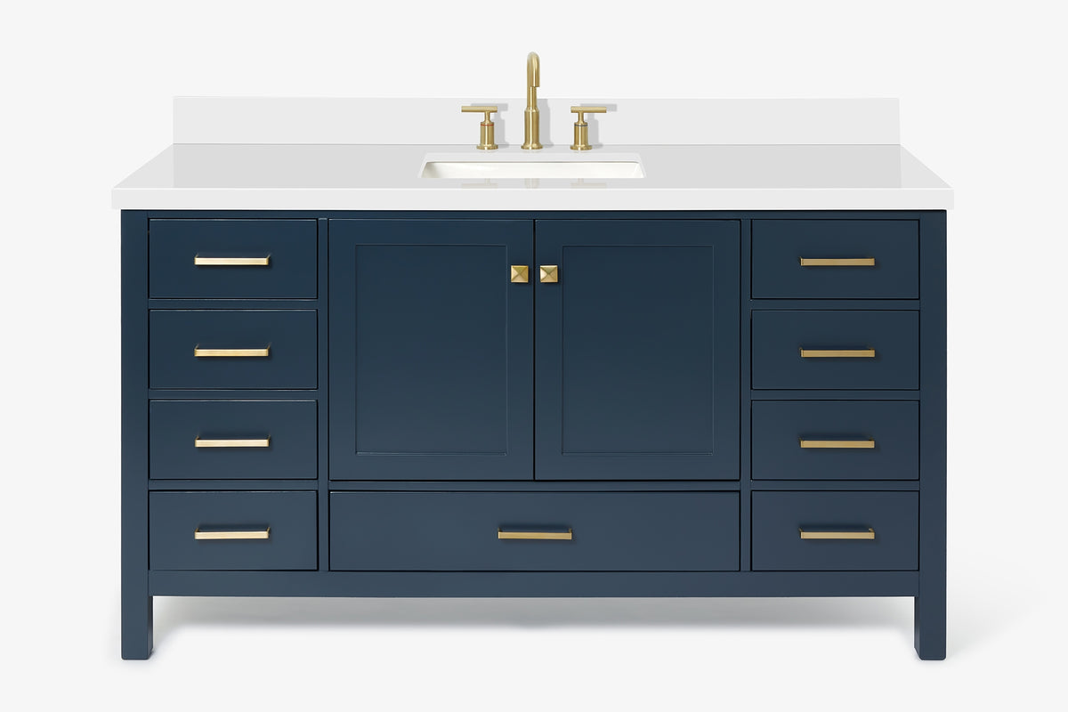 Ariel cambridge 60-61 in. single rectangle sink vanity with (0.75, 1.5, 2) in countertop