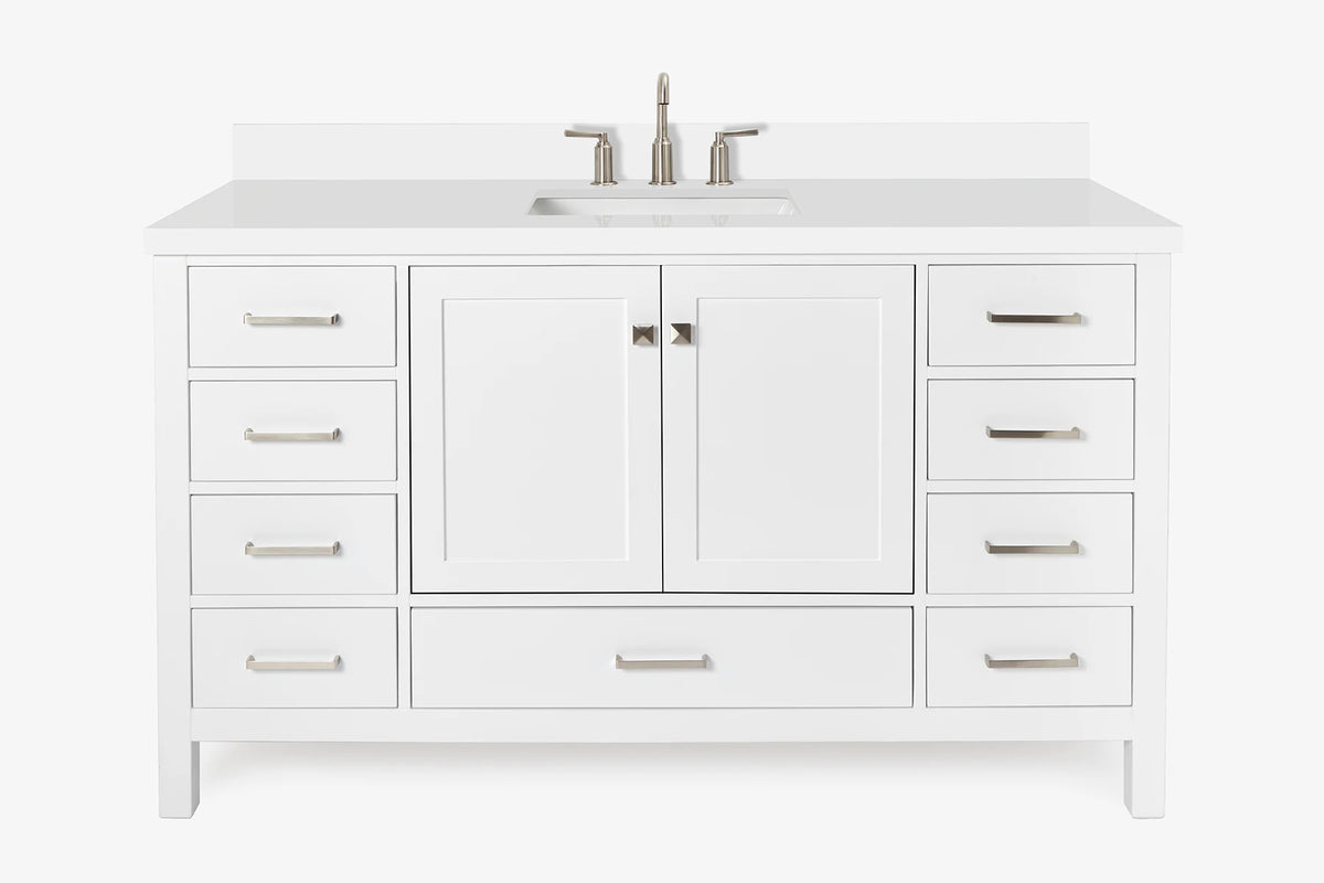 Ariel cambridge 60-61 in. single rectangle sink vanity with (0.75, 1.5, 2) in countertop