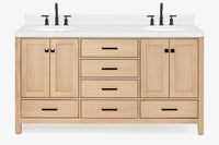 Ariel cambridge (66"&67") in double oval sink bathroom vanity with marble countertop (0.75" & 1.5").