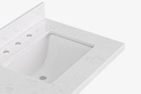 Ariel cambridge 66 inch double rectangular sink bathroom vanity with carrara white quartz countertop 1.5 inch edge in oak