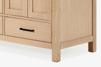 Ariel cambridge 66 inch double rectangular sink bathroom vanity with carrara white quartz countertop 1.5 inch edge in oak