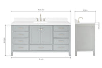 Ariel cambridge 66 inch single rectangle sink bathroom vanity with carrara white quartz countertop 1.5 edge in grey