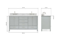 Ariel cambridge (66"&67") in double oval sink bathroom vanity with marble countertop (0.75" & 1.5").