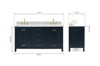 Ariel cambridge (66"&67") in double oval sink bathroom vanity with marble countertop (0.75" & 1.5").
