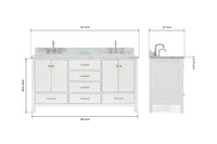 Ariel cambridge (66"&67") in double oval sink bathroom vanity with marble countertop (0.75" & 1.5").